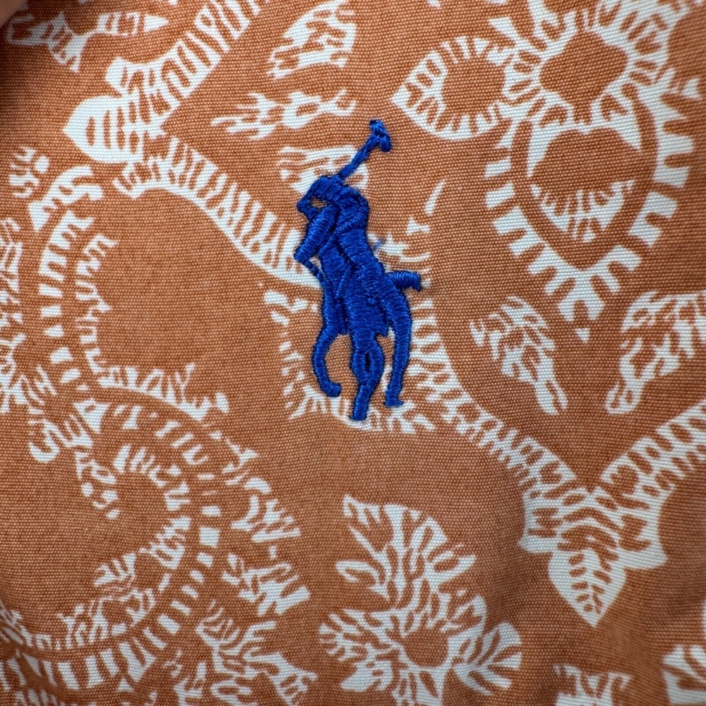 Ralph Lauren Swim Trunks Mens Polo L Orange Paisley Medallion Board Shorts